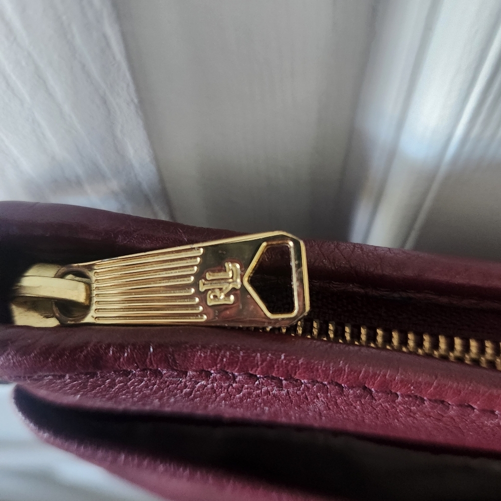 NWOT VintageRalph Lauren Leather Embossed LXVII Crown Bag Purse Oxblood Burgundy - Picture 4 of 10